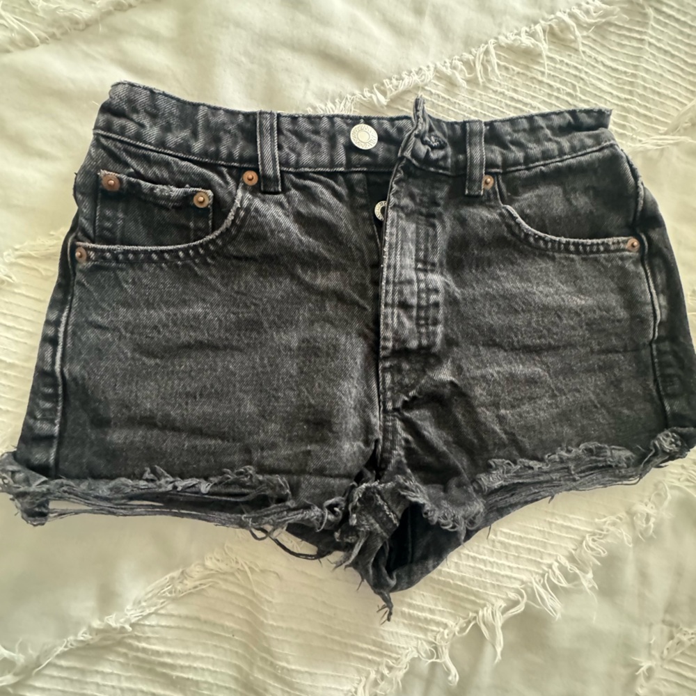 Zara Black Washed Denim Button Detail